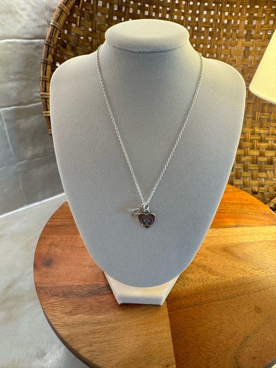 Unbranded Jewelry - Sterling Silver 925‎ Baby Footprints Heart Pendant Necklace with Crystal Charm